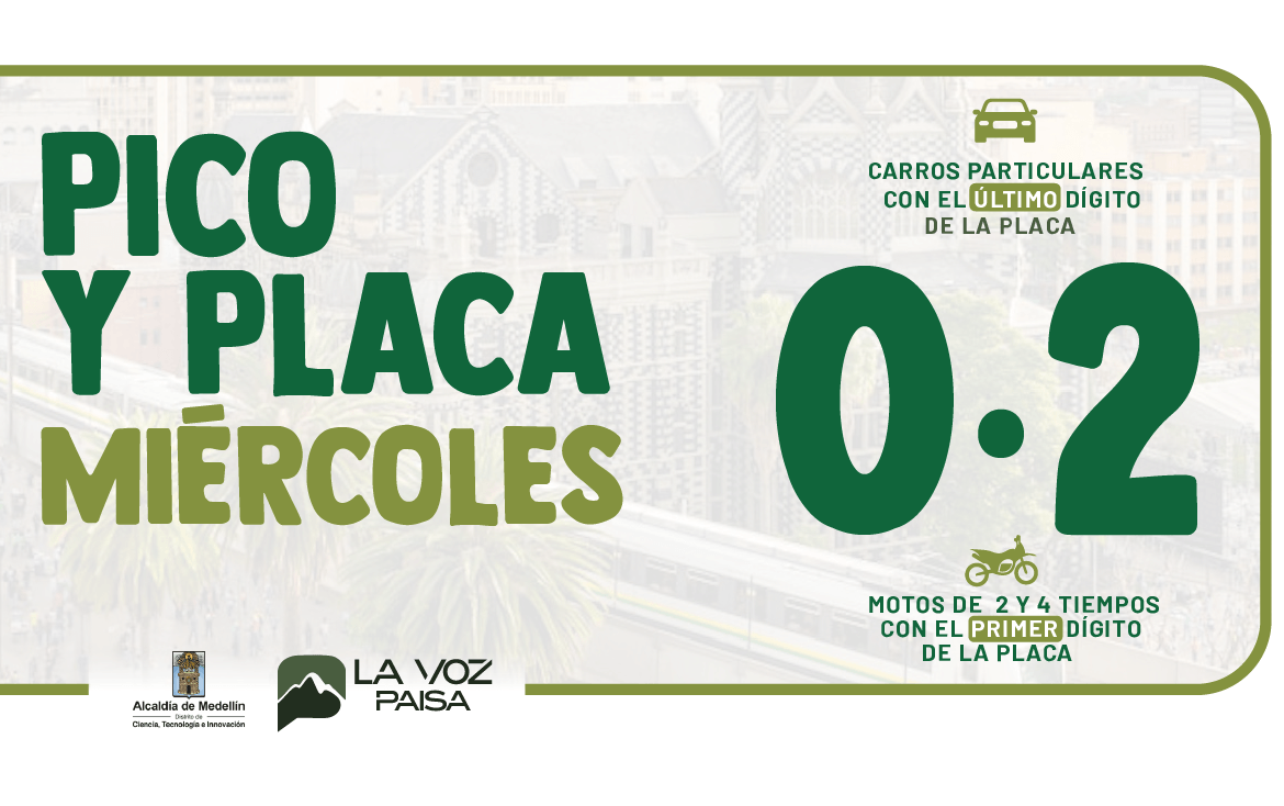 ¡Ojo! Pico y placa en Medellín este miércoles 14 de octubre