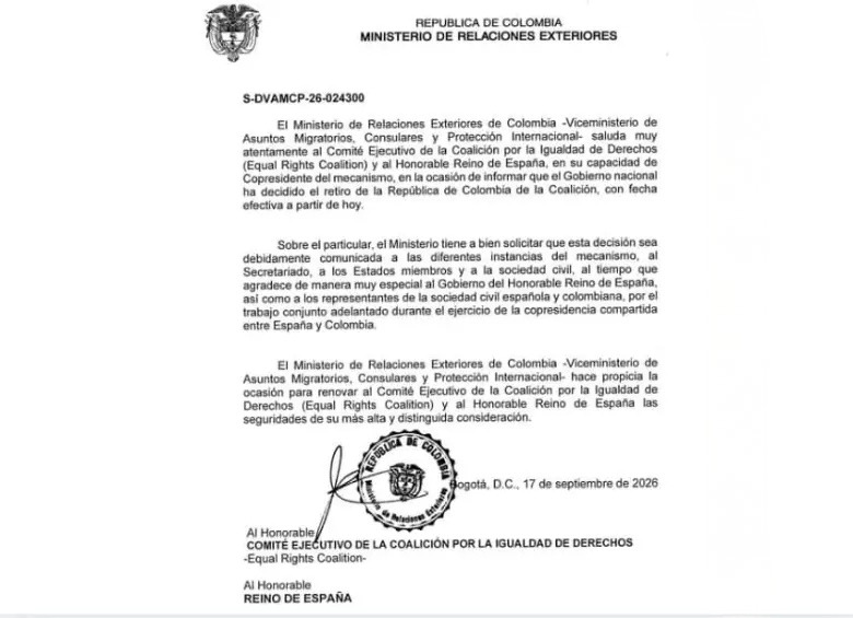 Colombia sale de la Coalición Internacional LGBTIQ+ y termina copresidencia en 2026