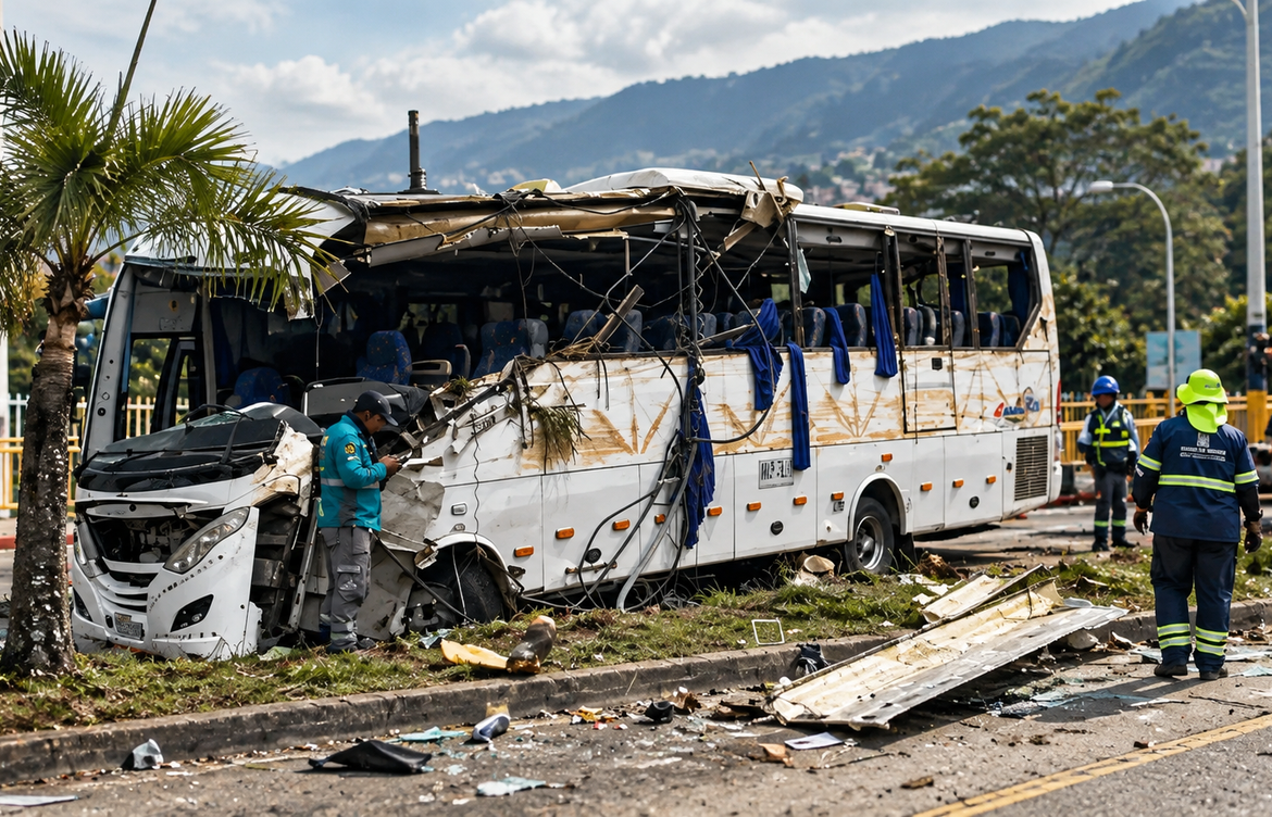 Accidente de bus en Medellín dejó una mujer muerta y 16 heridos